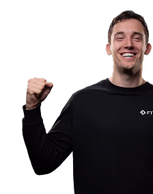 Trader celebrating with raised fists